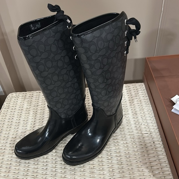 Coach Black Monogram Knee-High Boots - Picture 5 of 5